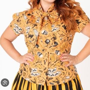 Magnolia Orange and Black Halloween Blouse 🦇🎃🕸️